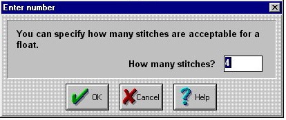enter number of acceptable stitches into Designaknit floats box