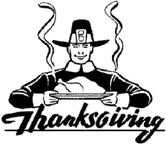 Thanksgiving clip art of pilgrim and cooked turkey