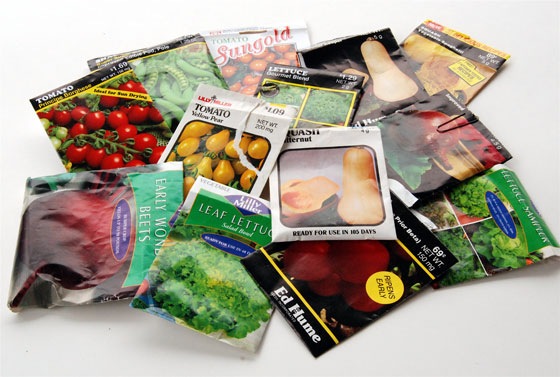 vegetable garden seed packet envelopes for peas tomatoes squash lettuce beets