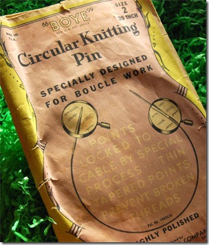 vintage antique Boye circular knitting needle pin paper packaging envelope size 2