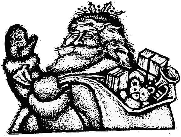 vintage antique woodcut clip art of santa claus kris kringle merry christmas happy holidays