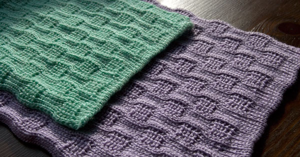 Passap tuckerboard tuck stitch reversible baby blanket afghan swatch