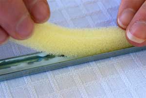 sponge bar gently bend foam into glue